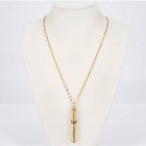 Vintage Gucci Gold Perfume Vial Pendant Necklace w/ Sherry Line Detail